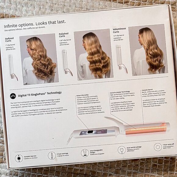 T3 Twirl Trio Curling Iron Set - White and Rose Gold - Picture 3 of 15